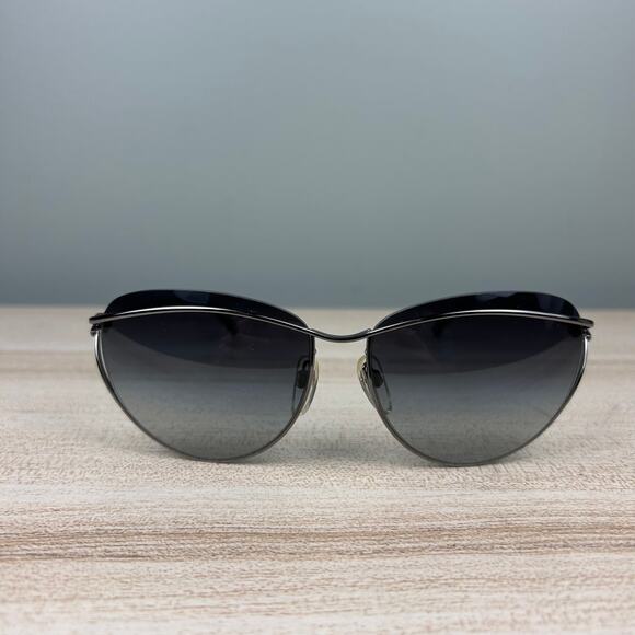 Chanel 4181 Cat Eye Sunglasses Silver Tone Wire Black Aviators Luxury Designer - Picture 2 of 16